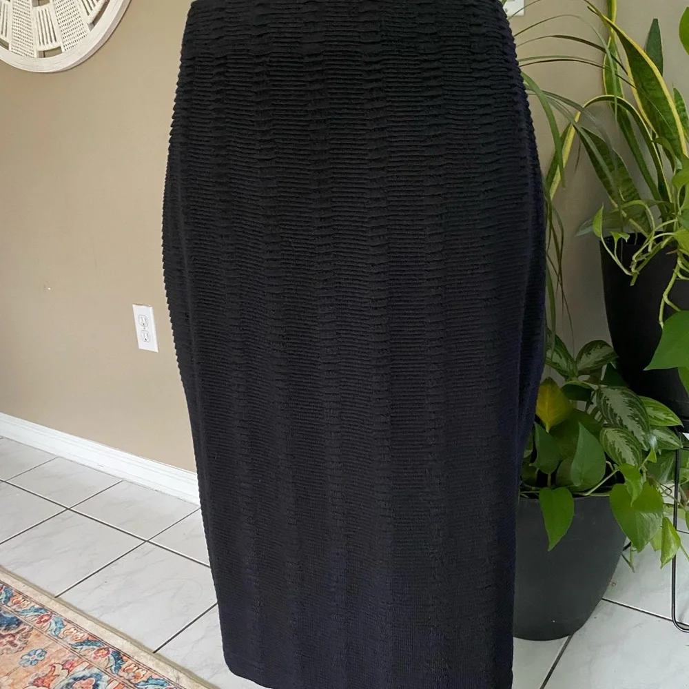 St. John 6/10 Skirt Suit Jacket Ribbed Knit Wool Tie Front Short Sleeve Zip